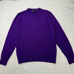 Dunning Golf Men's Small 100% Merino Wool V-Neck Purple Pullover Sweater